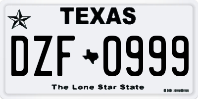 TX license plate DZF0999