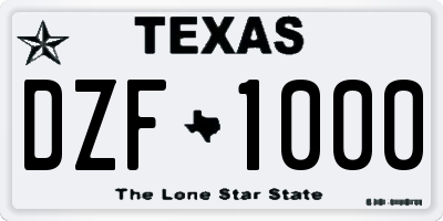 TX license plate DZF1000