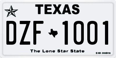 TX license plate DZF1001