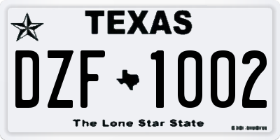 TX license plate DZF1002