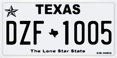 TX license plate DZF1005