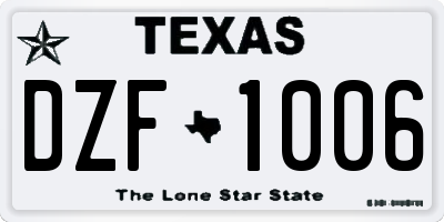 TX license plate DZF1006