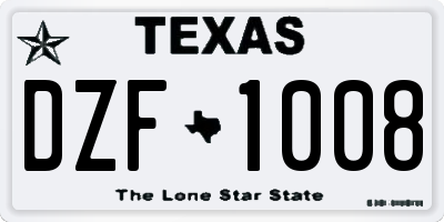 TX license plate DZF1008