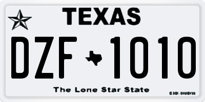 TX license plate DZF1010