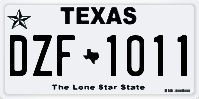 TX license plate DZF1011