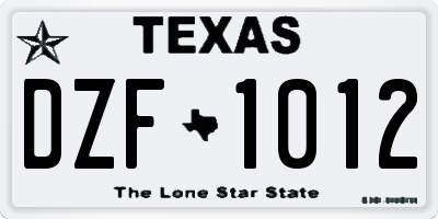TX license plate DZF1012