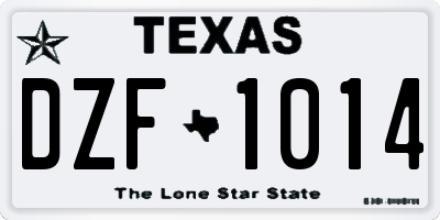 TX license plate DZF1014