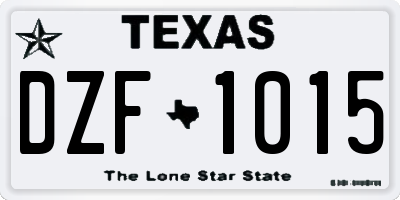 TX license plate DZF1015