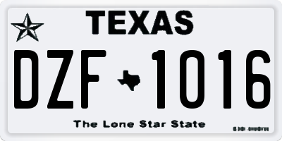 TX license plate DZF1016