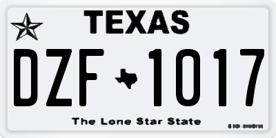 TX license plate DZF1017