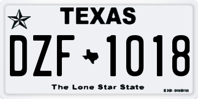TX license plate DZF1018