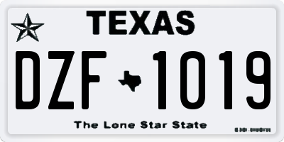 TX license plate DZF1019
