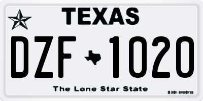 TX license plate DZF1020