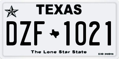 TX license plate DZF1021