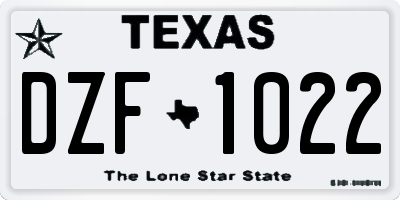 TX license plate DZF1022
