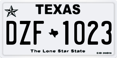 TX license plate DZF1023
