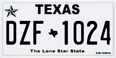 TX license plate DZF1024