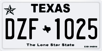 TX license plate DZF1025