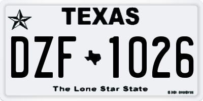 TX license plate DZF1026