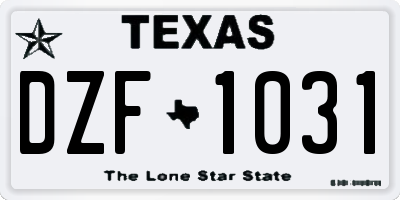 TX license plate DZF1031
