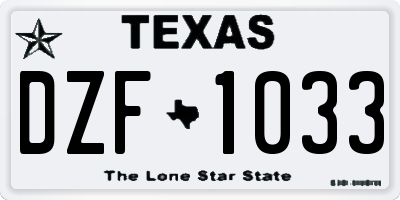 TX license plate DZF1033