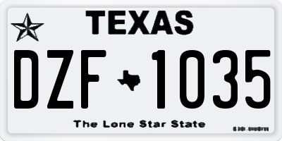 TX license plate DZF1035