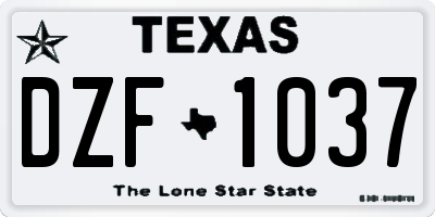 TX license plate DZF1037