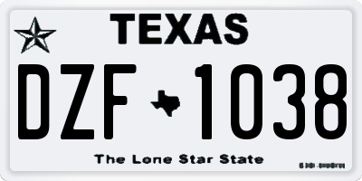 TX license plate DZF1038