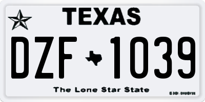 TX license plate DZF1039