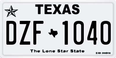 TX license plate DZF1040