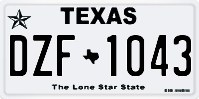 TX license plate DZF1043