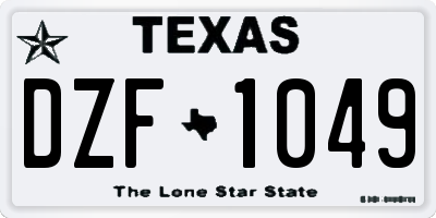 TX license plate DZF1049
