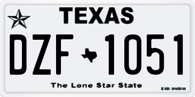 TX license plate DZF1051