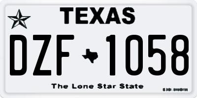 TX license plate DZF1058