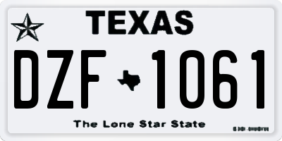 TX license plate DZF1061