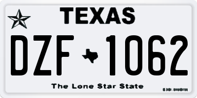 TX license plate DZF1062