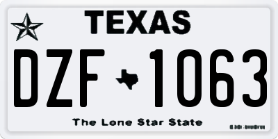 TX license plate DZF1063
