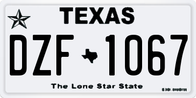 TX license plate DZF1067