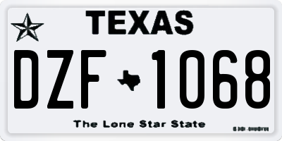TX license plate DZF1068