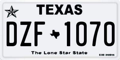 TX license plate DZF1070