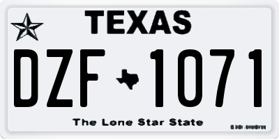 TX license plate DZF1071