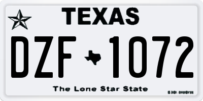 TX license plate DZF1072