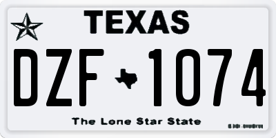 TX license plate DZF1074