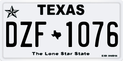 TX license plate DZF1076