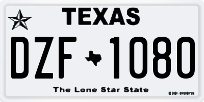 TX license plate DZF1080