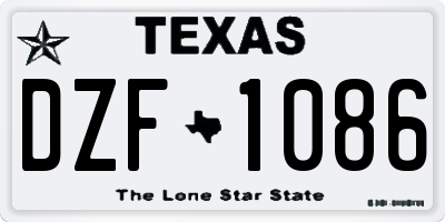 TX license plate DZF1086