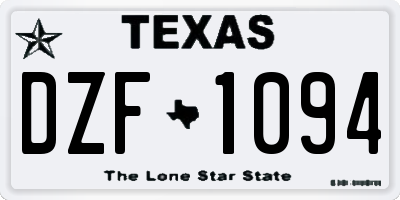 TX license plate DZF1094