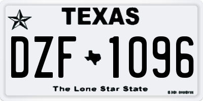 TX license plate DZF1096