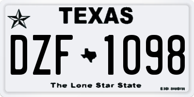 TX license plate DZF1098