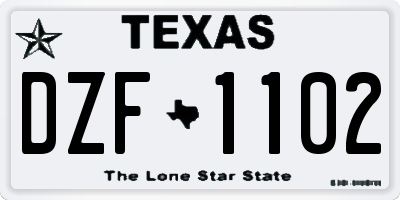 TX license plate DZF1102
